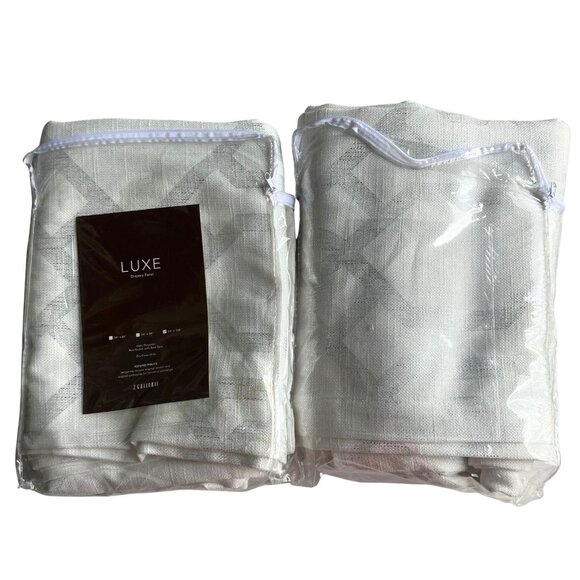 OPEN BOX Z Gallerie Luxe Drapery Panels, 54x108, Luxe White/Silver, Set of 2 - Picture 1 of 5